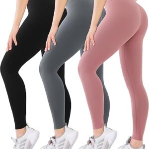 Blisset 3 Pack High Waisted Leggings for Women-Soft Athletic Tummy Control Pants for Running Yoga Workout Reg & Plus Size