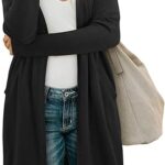OUGES Women's Open Front Cardigan Shirt with Pockets Long Sleeve Lightweight Coat